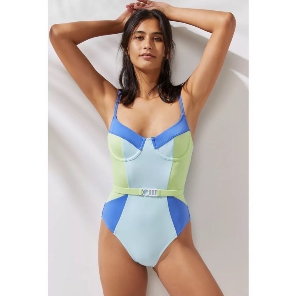 Anthropologie Solid & Striped Spencer Color Block One-Piece Swimsuit MEDIUM